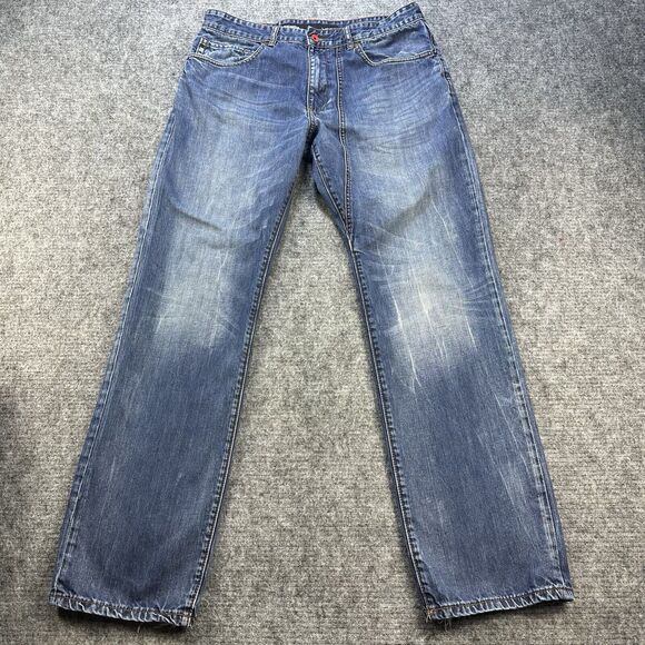 Rocawear Jeans Men 36 Classic Fit Baggy Embroidered Y2K Streetwear Heel Drag - Picture 1 of 15